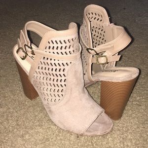 Taupe suede heels